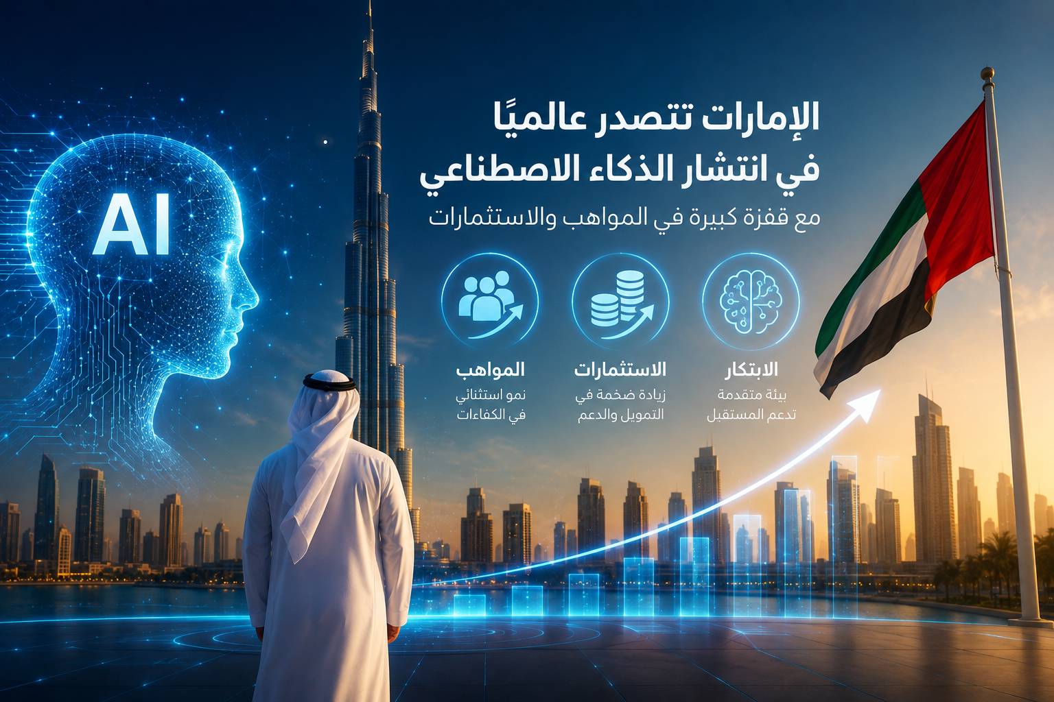 الإمارات تتصدر عالميًا في انتشار الذكاء الاصطناعي مع قفزة كبيرة في المواهب والاستثمارات